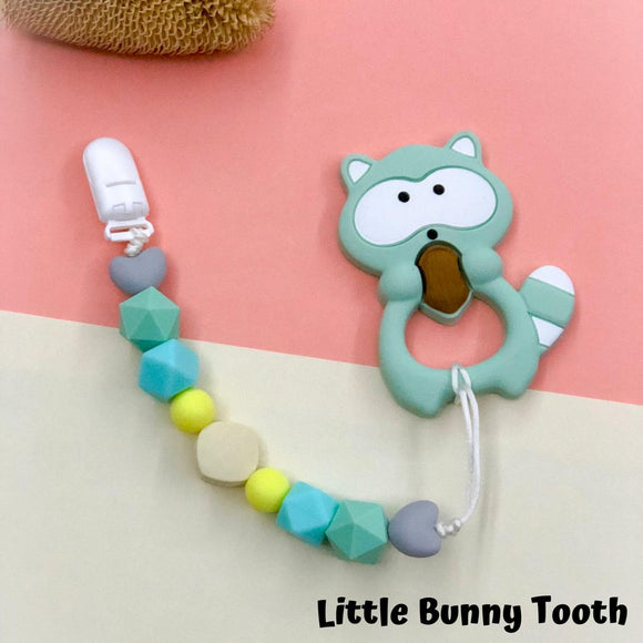 Pacifier Clip Set - Mint Raccoon (MR001)