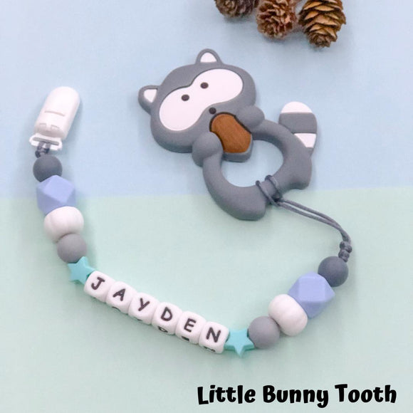 Pacifier Clip Set - Dark Grey Raccoon (DGR001)