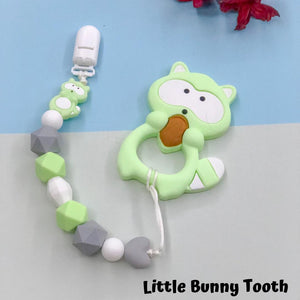 Pacifier Clip Set - Lime Raccoon (LR001)