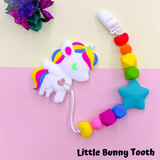 Pacifier Clip Set - Bright Unicorn with big star (BU001)