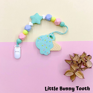 Pacifier Clip Set - Mint Ice cream with big star (MIC002)
