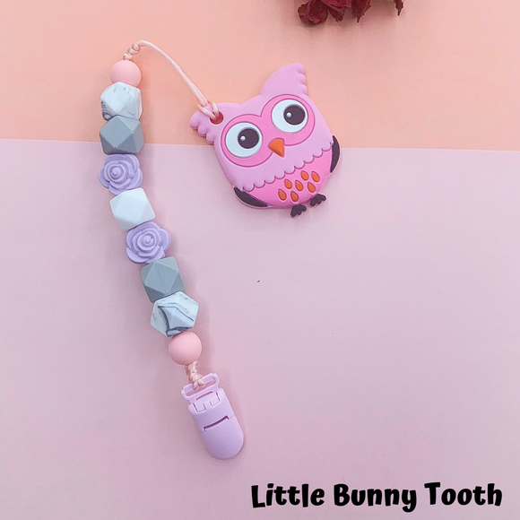 Pacifier Clip Set - Pink Owl (PO001)