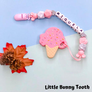 Teether Pacifier Clip Set - Pink Ice Cream (PIC002)
