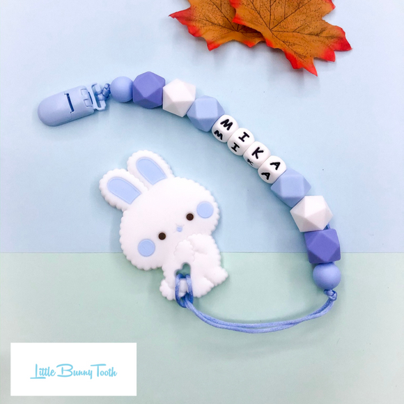 Pacifier Clip Set - Blue Bun Bun Bunny (BBBB002)