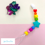 Pacifier Clip Set - Bright Unicorn with big star (BU001)