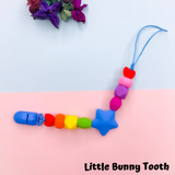 Pacifier Clip Set - Sky Blue Raccoon with big star (SBR002)