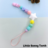 Pacifier Clip Set - Pink Hedgehog with big star (PH001)