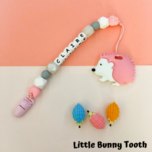 Pacifier Clip Set - Pink Hedgehog (PH002)