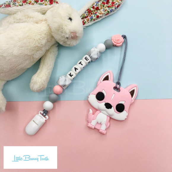 Pacifier Clip Set - Pink Husky (PHD003)