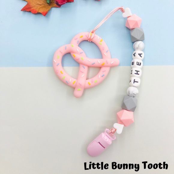 Pacifier Clip Set - PINK PRETZEL (PP001)