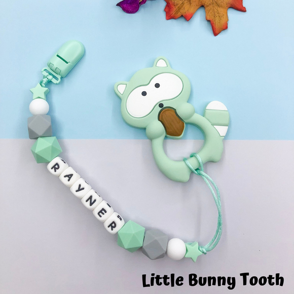 Pacifier Clip Set - Mint Raccoon (MR003)