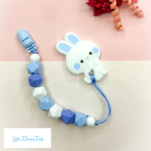 Pacifier Clip Set - Blue Bun Bun Bunny (BBBB001)