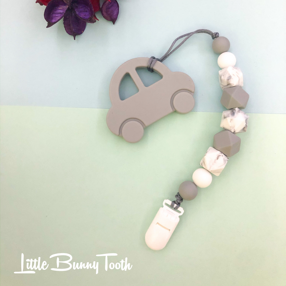 Pacifier Clip Set - Grey Car (GC002)