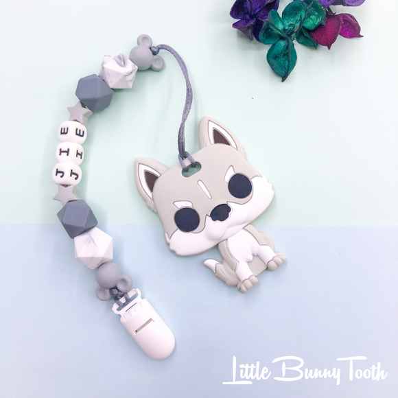 Pacifier Clip Set - Light Grey Husky (LGHD001)