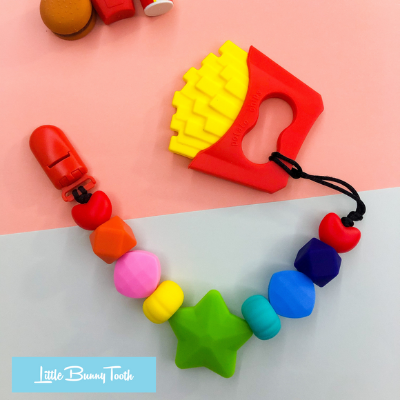 Pacifier Clip Set - French Fries with big star (FF004)